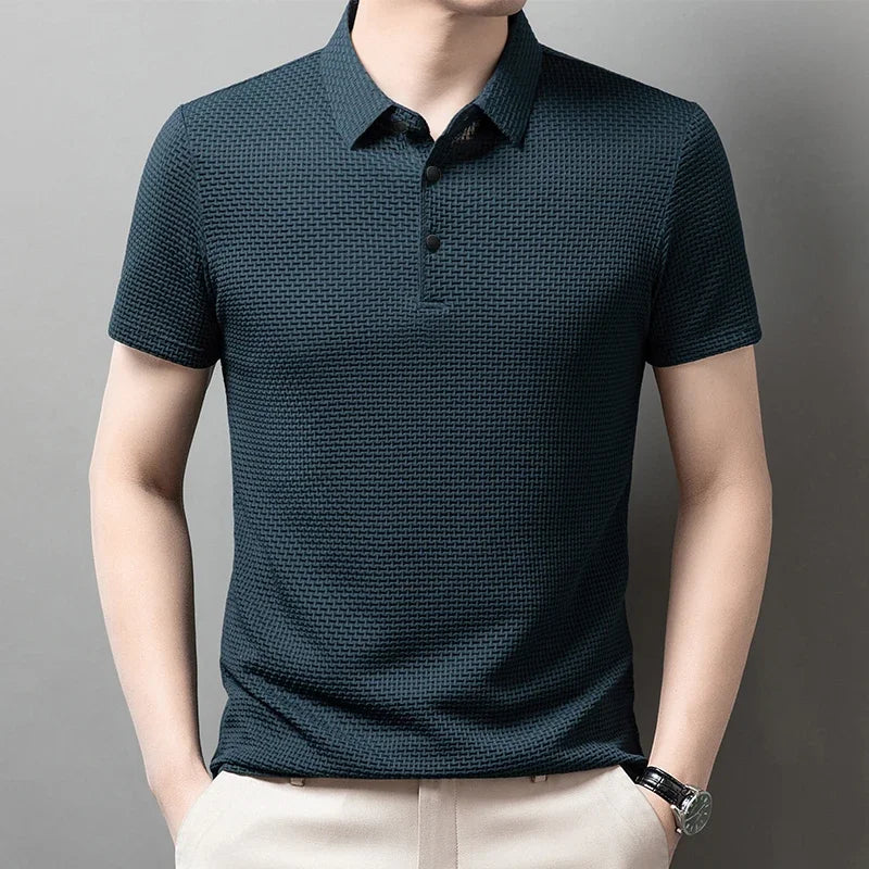 Men's Bone Print Polo Shirt – Breathable Casual Short Sleeve Summer Top