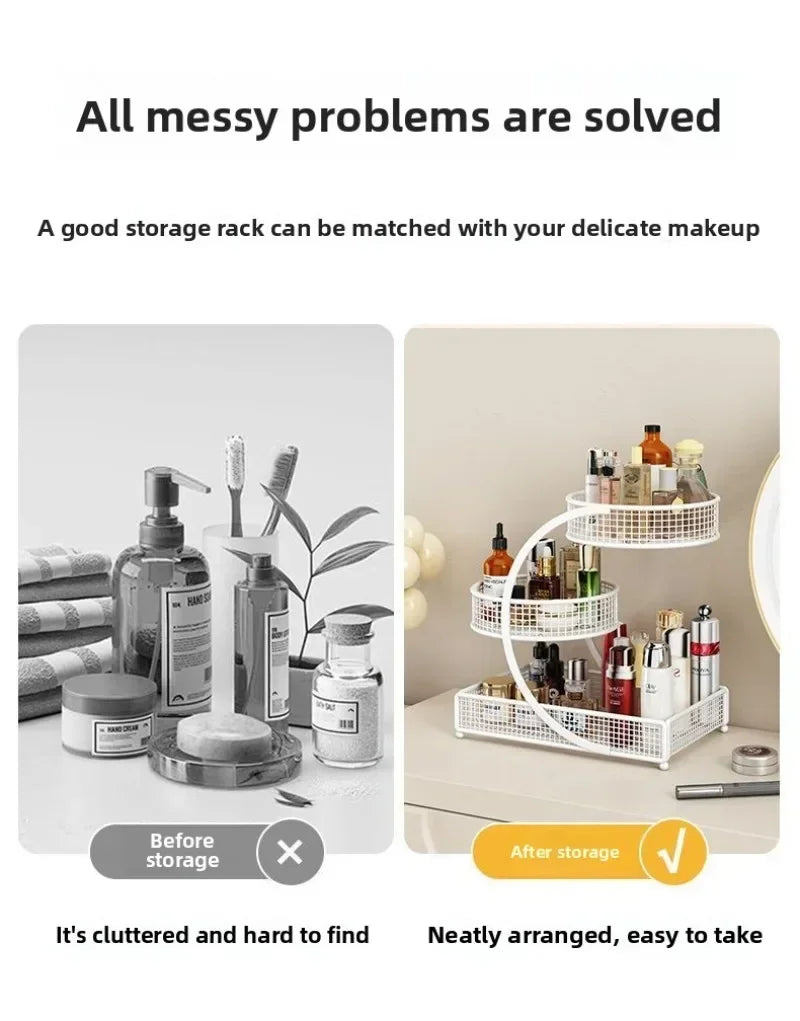 Metal Makeup Storage Rack – Multi-Layer Skincare Organizer No Installation