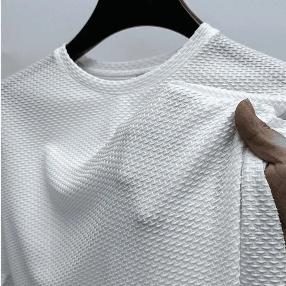 Men's Ice Silk Bamboo Mesh T-Shirt – Slim Fit Breathable Summer Streetwear Tee