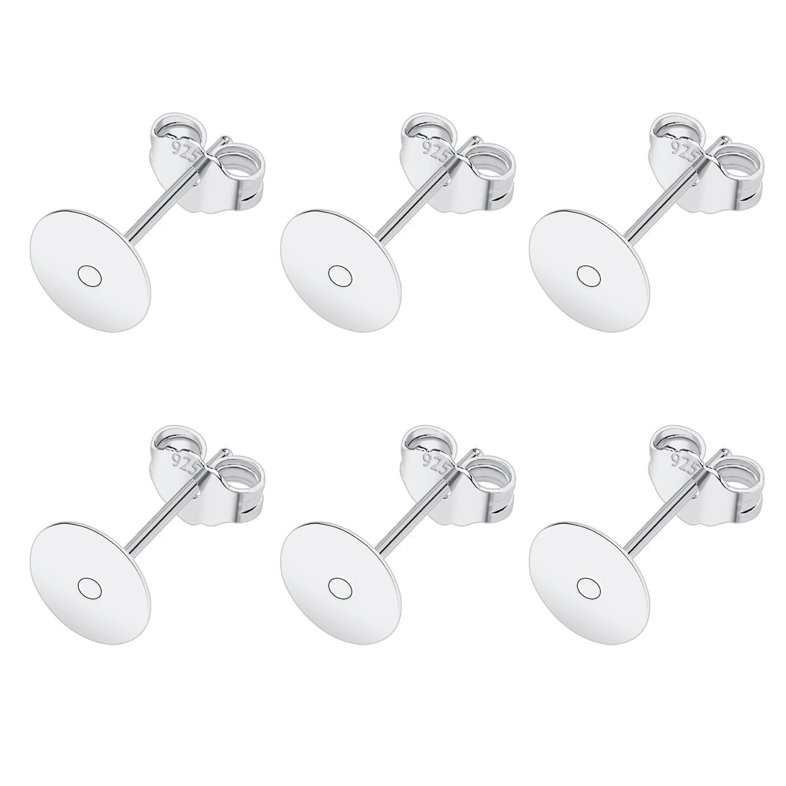 50pcs/Bag 925 Silver Stainless Steel Earring Studs Blank Post Base Pins With Earring Plug Findings Ear Back For Jewelry Making