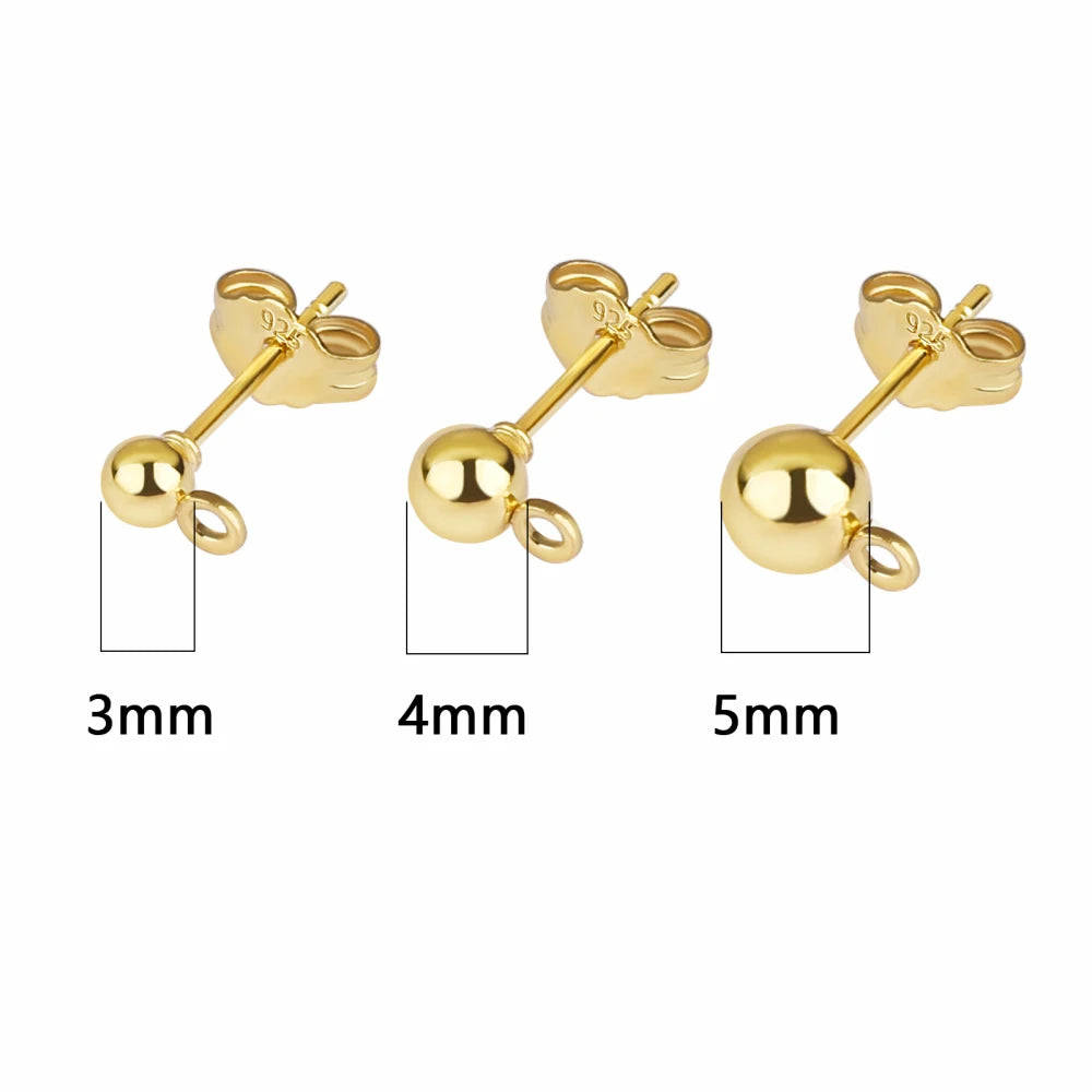 50pcs/Bag 925 Silver Stainless Steel Earring Studs Blank Post Base Pins With Earring Plug Findings Ear Back For Jewelry Making