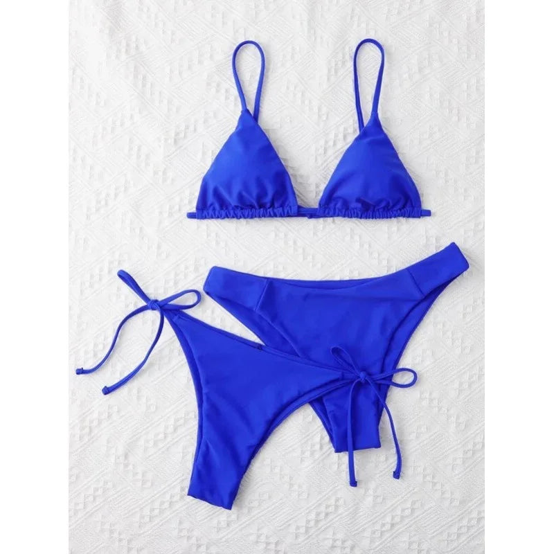 Women’s 3-Piece Push Up Bandage Bikini Set – Triangle Swimsuit Beachwear