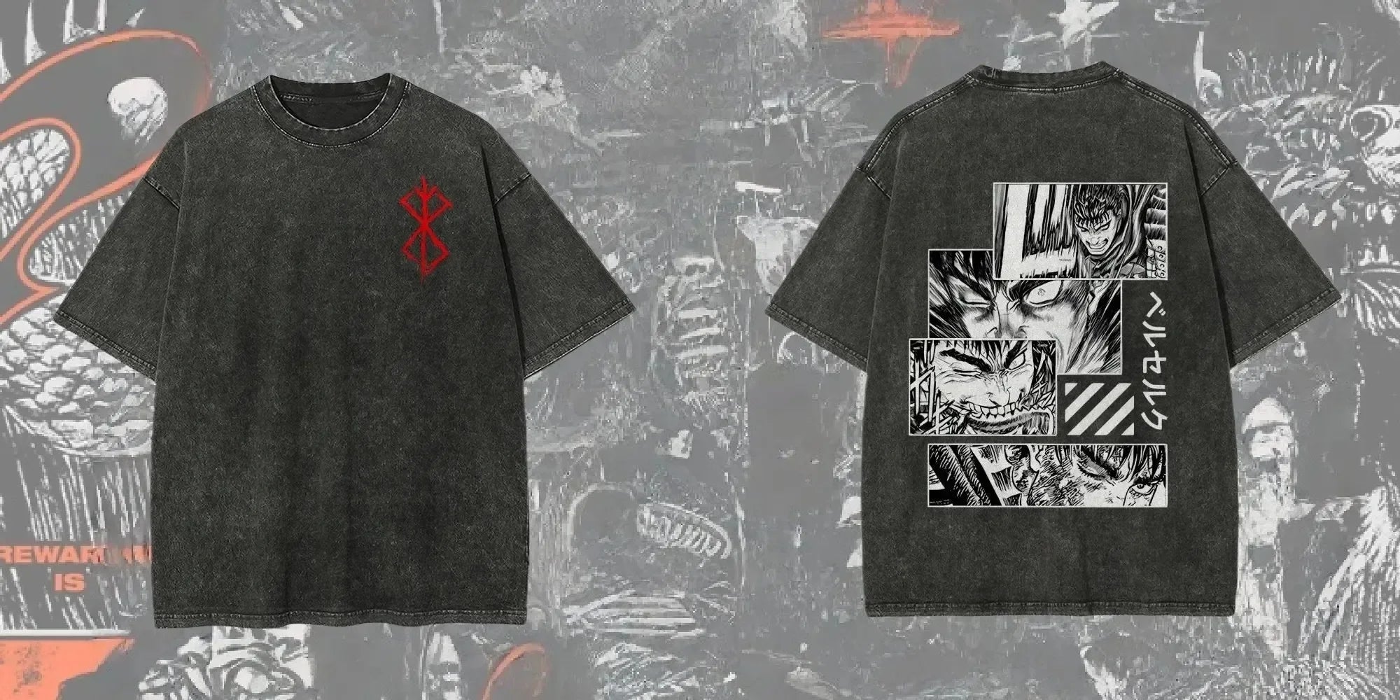 Men's Washed Anime Graphic T-Shirt – Oversized Baggy Streetwear Tee