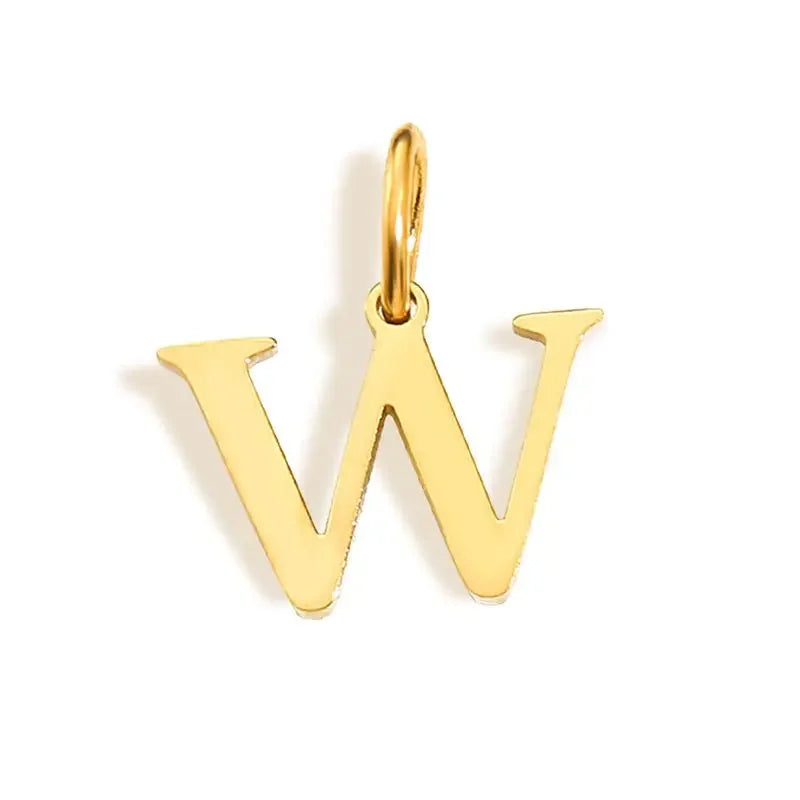 Gold Initial Letter Charm Pendant – Stainless Steel A-Z Personalized Necklace Gift